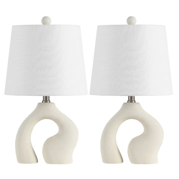 Tula 19" Scandinavian Minimalist Ceramic Arch LED Table Lamp - JONATHAN Y